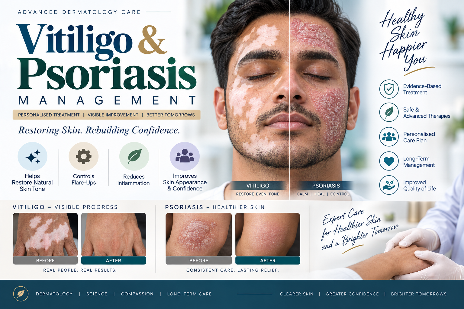 सफेद डाग व सोरियसिस उपचार (Vitiligo & Psoriasis Management)