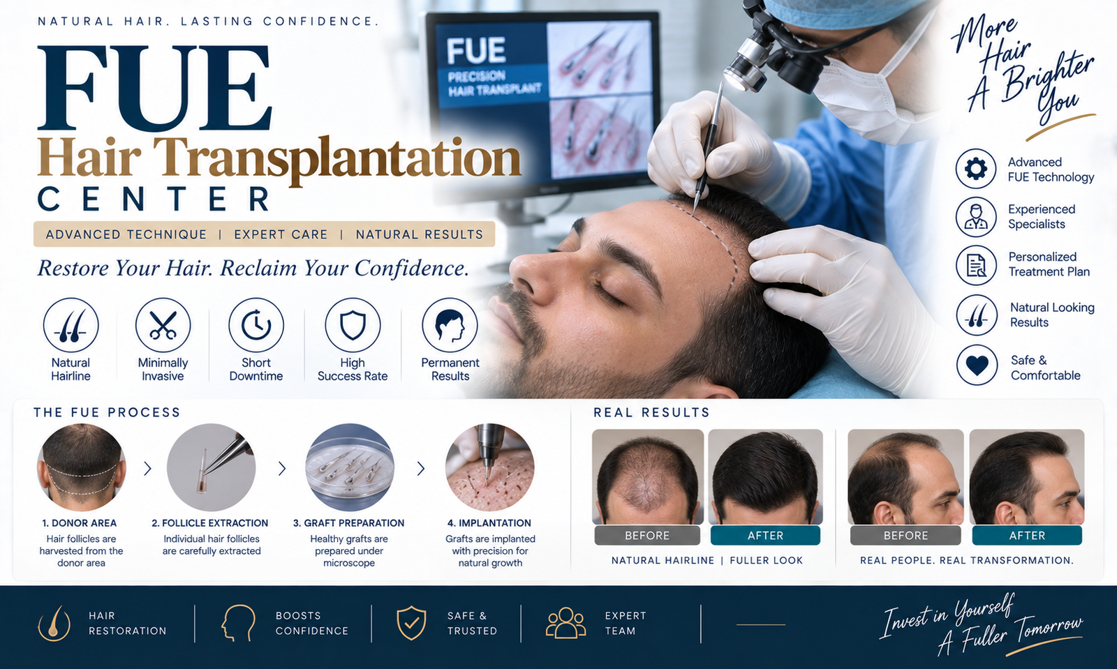 हेअर ट्रान्सप्लांटेशन (FUE Hair Transplantation Center)