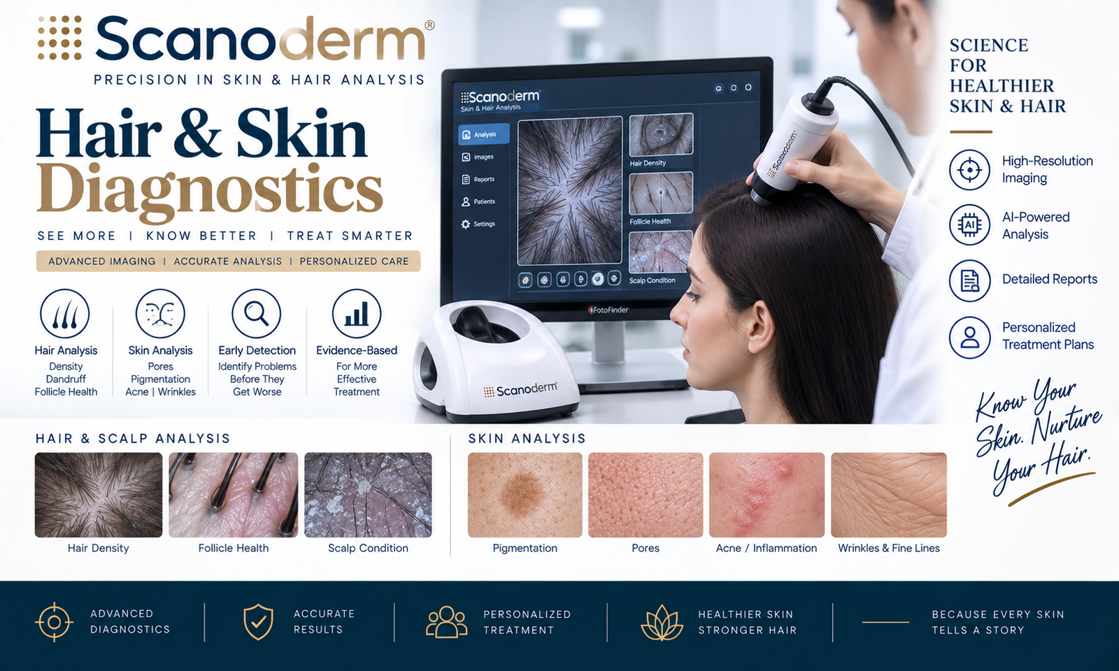 स्कॅनोडर्म ट्रायकोस्कोपी (Scanoderm Hair & Skin Diagnostics)