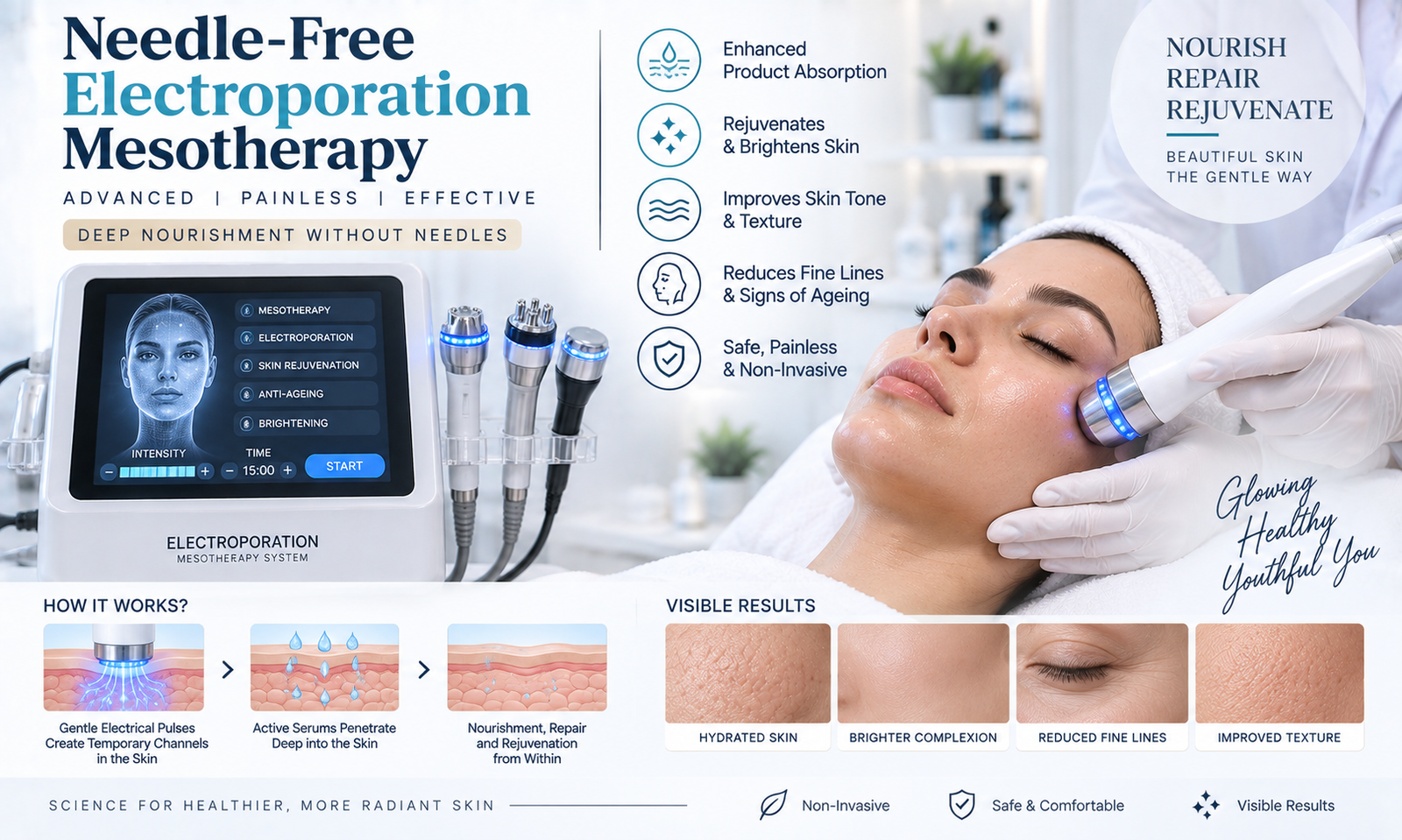 इलेक्ट्रोपोरिशन (Needle-Free Electroporation Mesotherapy)